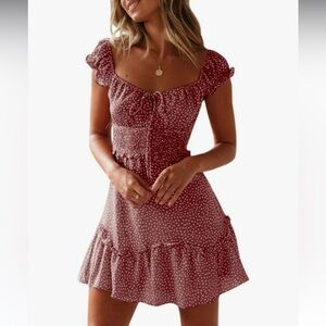 Elegant Red Polka Dot Dress